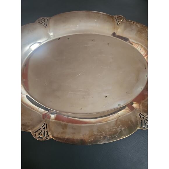 Vintage WM Rogers #411 Silver Plate 11" Oval Serving Platter/Tray Antique Unique - Picture 2 of 5